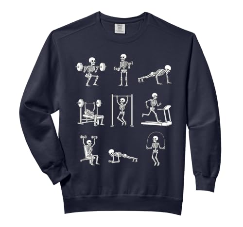 Skeleton Gym Workout Weightlifting Cardio Fitness Bones Comfort Colors Adult Sweatshirt