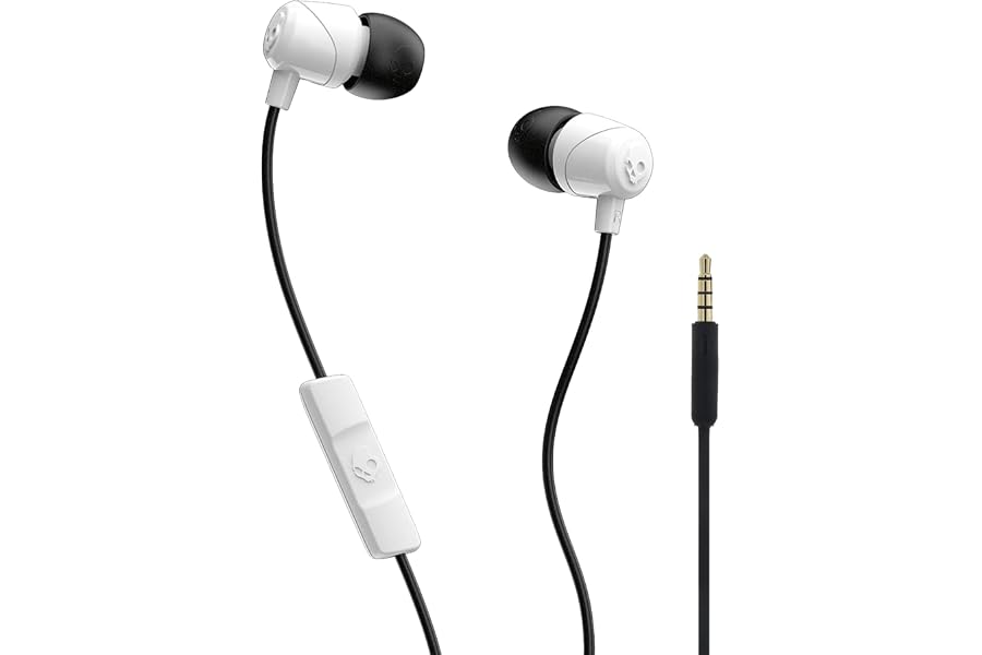 Skullcandy Jib Wired Earbuds with 3.5mm AUX Plug - White | 3.5mm Wired Earbuds, In-Ear Headphones, Noise Isolating Fit, In-Line Microphone Call and Track Control, Travel Ready