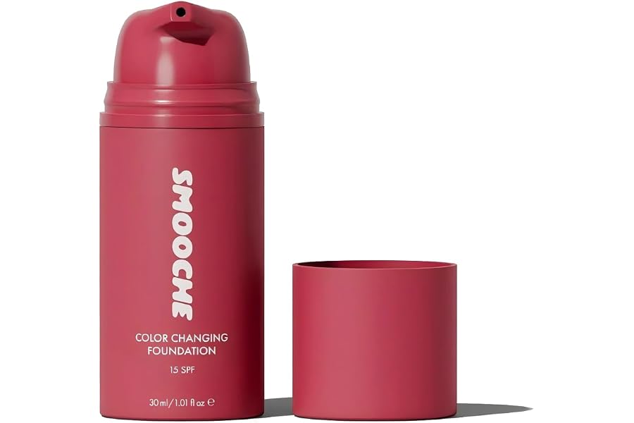 Smooche Color Changing Foundation - Skin Tone Adapting Liquid Foundation for Women, Self Adjusting Natural Finish, Blurs Imperfections & Fine Lines, SPF 15, All Skin Types, 1.01 Fl Oz