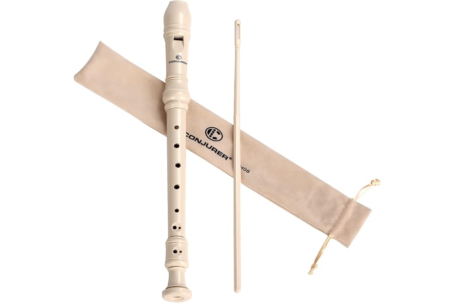 Soprano Recorder Instrument for Kids&Student - German Fingering 8 Hole Flute ABS Descant Recorders for Beginners with Cleaning Rod and Bag, Beige