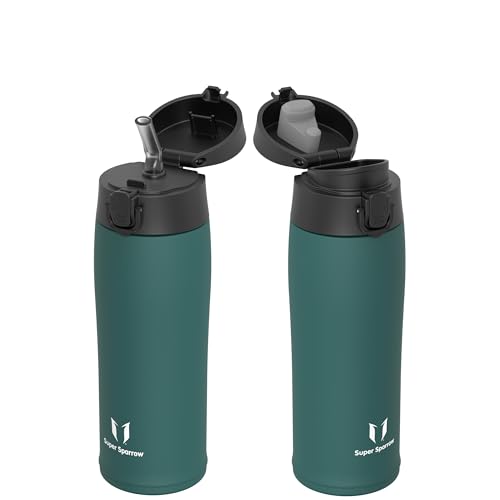 Sparrow Botella Agua Acero Inox - Botella Termica Niños 500ml - 2 Tapas | Acero Inoxidable Cantimplora, Antifugas, Sin BPA, Escuela, Deportes