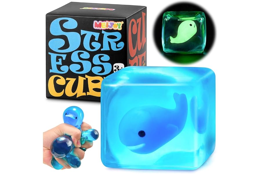 Squishy Fidget Toys Stress Cube - Squeeze Toys Stress Balls for Adults Slow Rising Squishies Glow in The Dark Sugar Sensory Toys for Kids with Autism Stress Relief Fidgets for Classroom Prize Toys