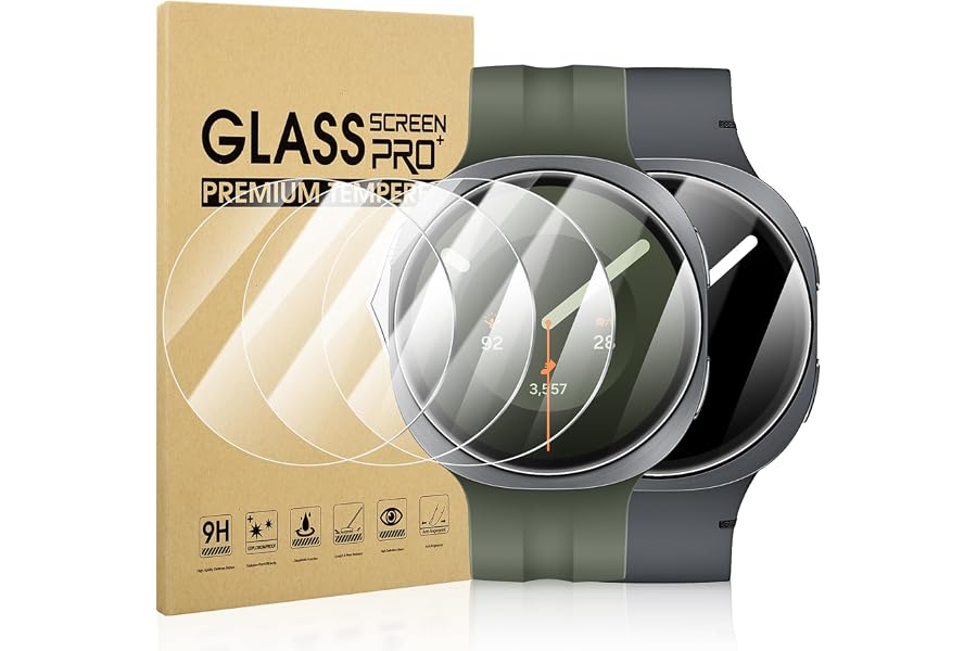 Suoman 4-Pack for Samsung Galaxy Watch 9/8 44mm Screen Protector | HD Tempered Glass Hardness Protective Film for Samsung Galaxy 44 mm Smartwatches [Anti-Scratch]