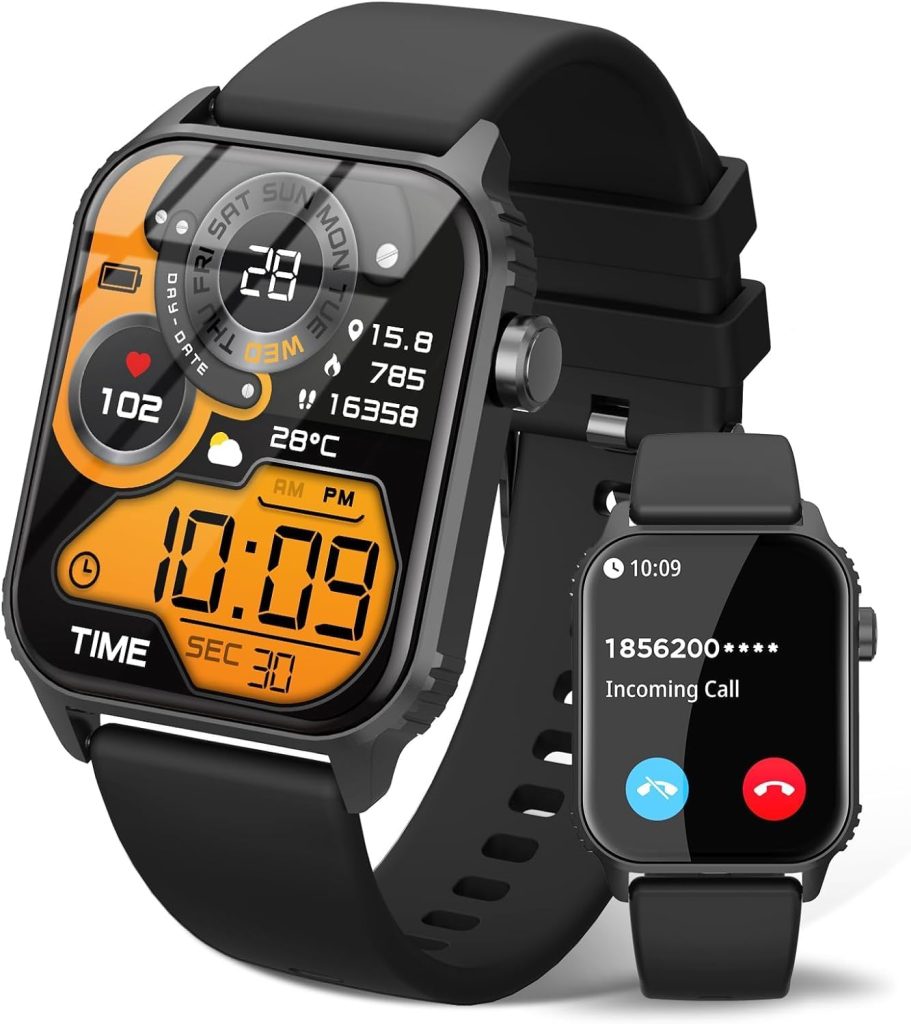 TRAUSI Relojes Inteligentes para Mujeres Hombres, Reloj Inteligente HD de 1,83" con 120 Modos Deportivos, IP67 Impermeable, Llamada Bluetooth y Control de música; Monitor de frecuencia (Negro)