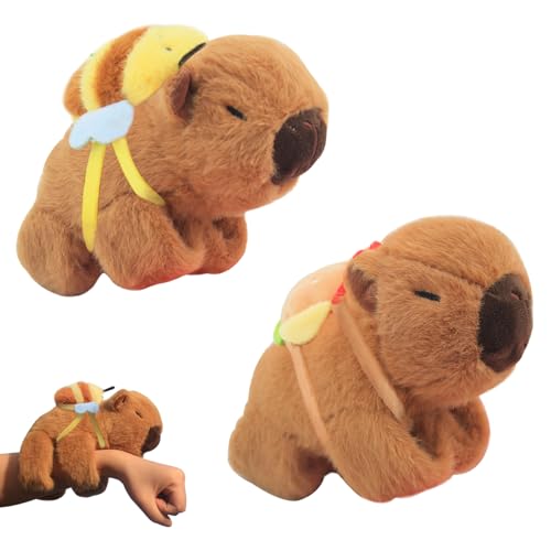TUSAUW 2 Pcs Animal Slap Bracelets Capybara Plush Toy, Stuffed Animal Capybara Huggers Slap Bracelets 9'' Cute Bracelet Huggers Toy Wrist for Kids Birthday Party Favor Supply Gifts