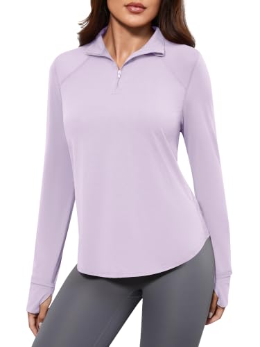 Tenbird Long Sleeve Workout Shirts for Women 1/4 Zip Gym Athletic Pullover