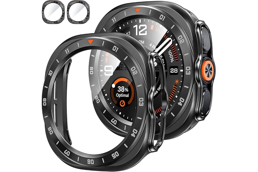Tensea 2P for Samsung Galaxy Watch Ultra 2 2026 Screen Protector Case 47mm | Protective Face Cover for 47 mm Accessories, Hard Bumper Built-in Tempered Glass Film for Women Men