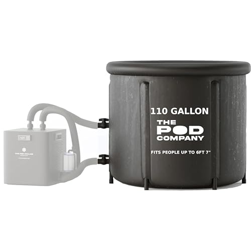 The Pod Company Ice Pod Pro Cold Plunge Tub, 110 Gallon (420L) Inflatable Ice Bath for Adults, Fits Up to 6'7", Insulated, Chiller Compatible, BPA-Free, UV-Resistant Nylon, Dual Drain Hoses