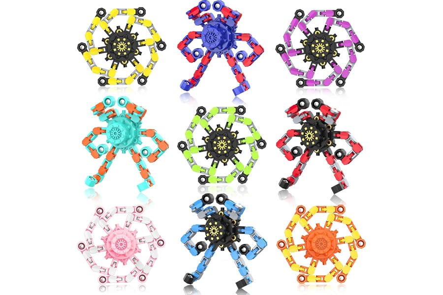 Transformable Fidget Spinners,9PCS Funny Sensory Fidget Toys for Kids | Deformable DIY Robot Spinner Fingertip Stress Relief Gyro Toy Kids Halloween Party Favors Stocking Stuffers Gifts