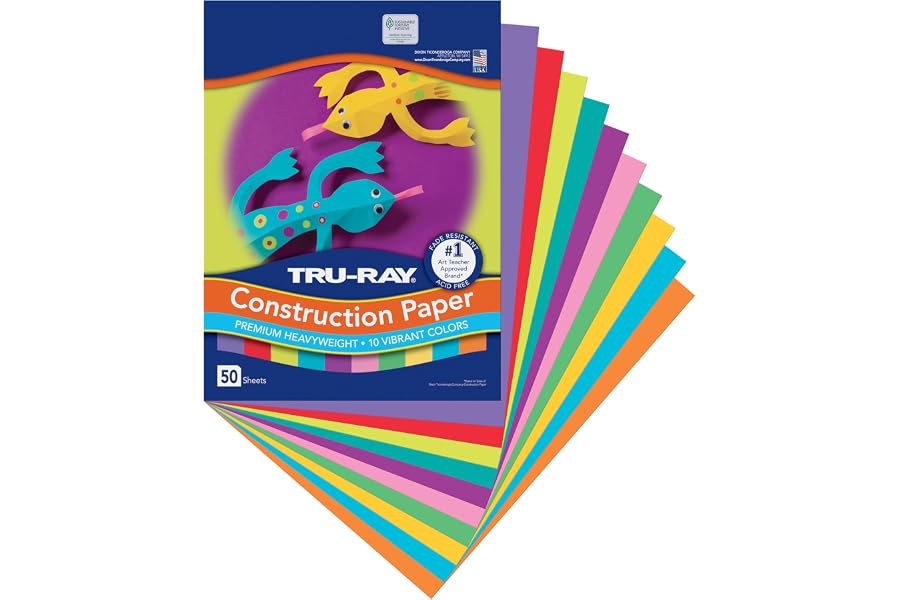 Tru-Ray Construction Paper, 10 Vibrant Colors, 9" x 12", 50 Sheets