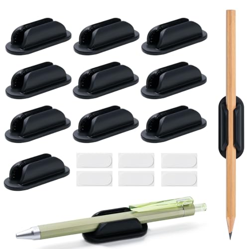 UEHSNI 10 Pack Adhesive Pencil Holders for Desk,Silicone Flexible Pen Holder for Wall, Office, School,Home,Classroom Must Haves,Teacher Supplies Accessories,Desk Organizer,Small Gift Back to school