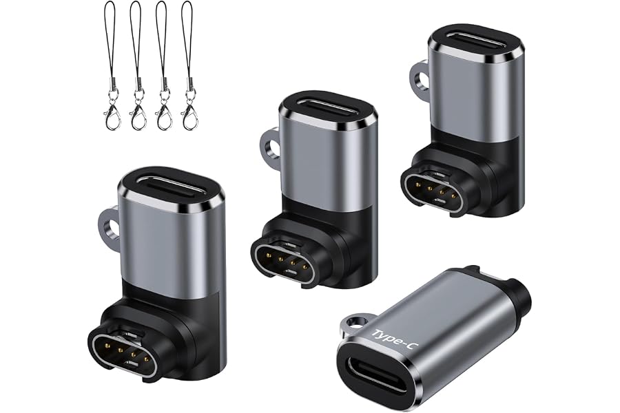 USB C to Garmin Watch Charger Cable Adapter 4-Pack,Type-C Garmin Charging Cord Adapt for Fenix 8 7 7X 6 Pro Solar,Vivoactive 6 5 4S,Venu 3 3S SQ,Forerunner 165/55/970/965/265,Tactix,Instinct 3,Epix 2