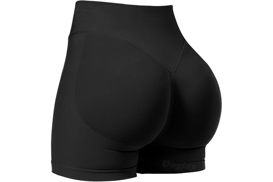 VOYJOY Women Workout Impact Shorts 2.5"/ 3.6"/ 4.5"/ 6" Scrunch Butt Booty | Tummy Control, High Waisted, Bike Short, Gentle Compression, for Women