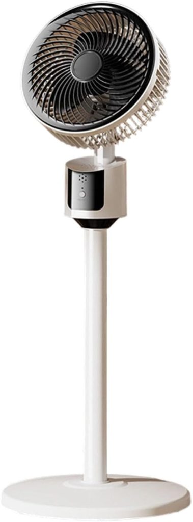 Ventilateur sur pied pour chambre à coucher - Circulateur d'air ambiant amélioré avec débit d'air de 30 m - Moteur silencieux - Pied oscillant - Télécommande - Trois vitesses - Port USB (blanc, A)