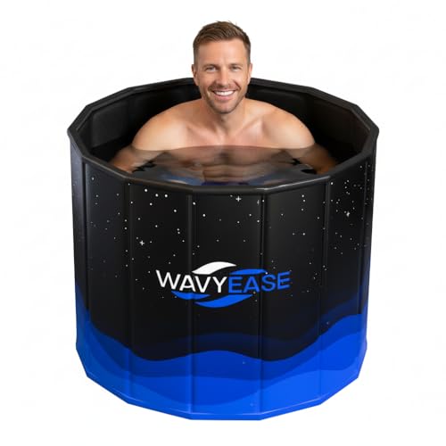 WAVYEASE® Portable Bath Tub for Adults -(31.5"L x 26"H) Foldable Cold Plunge Tub for Recovery - Collapsible Soaking Bath Tub for Shower Stall - Outdoor Ice Bathtub for Athletes (Black)