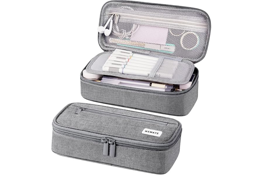 WEMATE Pencil Case, Large Storage Organizer, Makeup Bag, Teacher Must - have, Big Pencil Pouch, Marker Case for College