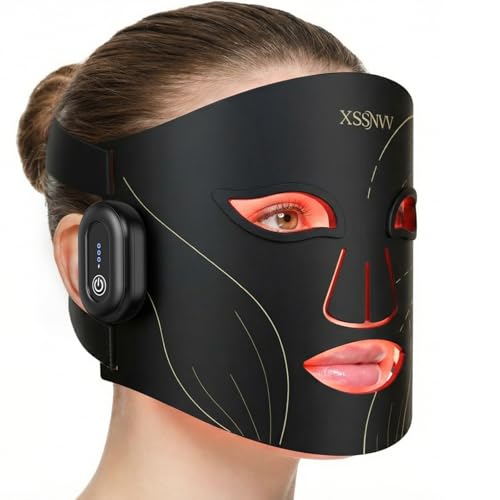 XSSNVV Red Light Therapy Mask, Wireless, 850nm NIR, Red/Blue Led Light