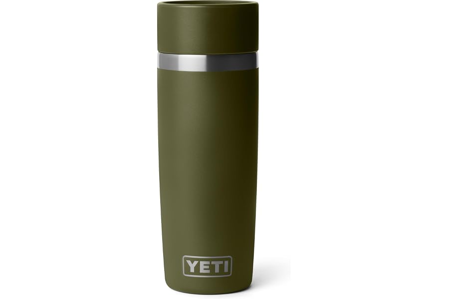 YETI Rambler 16 oz Travel Bottle, Stainless Steel, Vacuum Insulated with Leakproof Commuter Cap, Olive/King Crab Orange