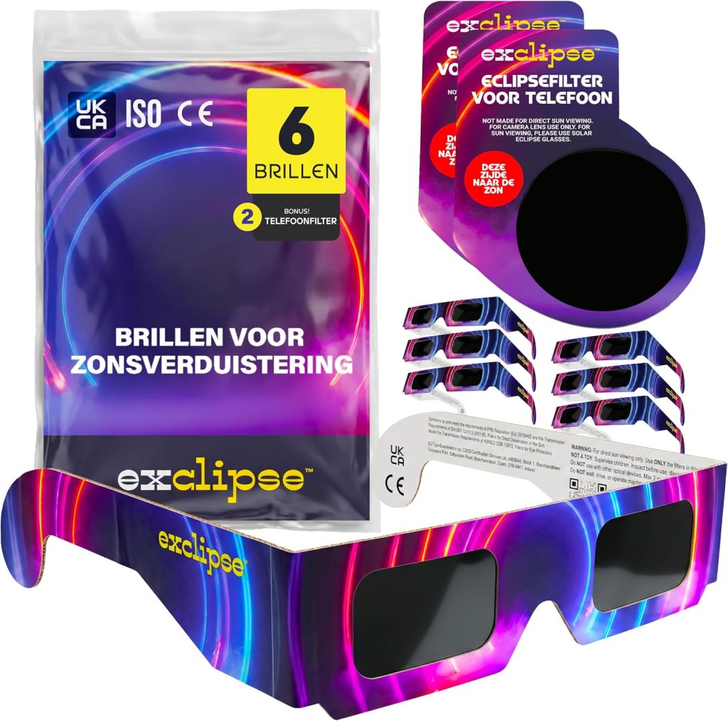 Zonsverduisteringsbrillen 2-pack – ISO 12312-2 en CE & UKCA-gecertificeerd, veilige oogbescherming, observatie van de zon, AAS 2026, multipack