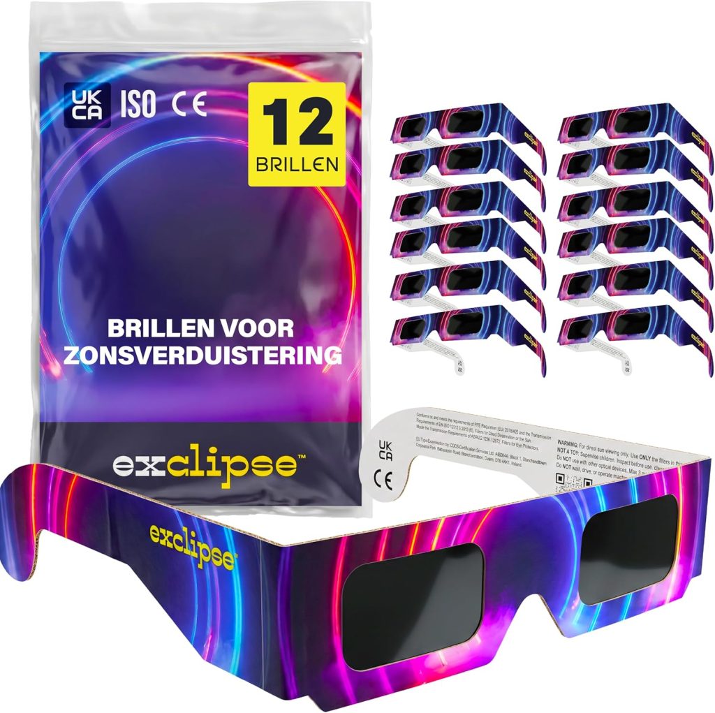 Zonsverduisteringsbrillen 6-pack – ISO 12312-2 en CE & UKCA-gecertificeerd, veilige oogbescherming, observatie van de zon, AAS 2026, multipack