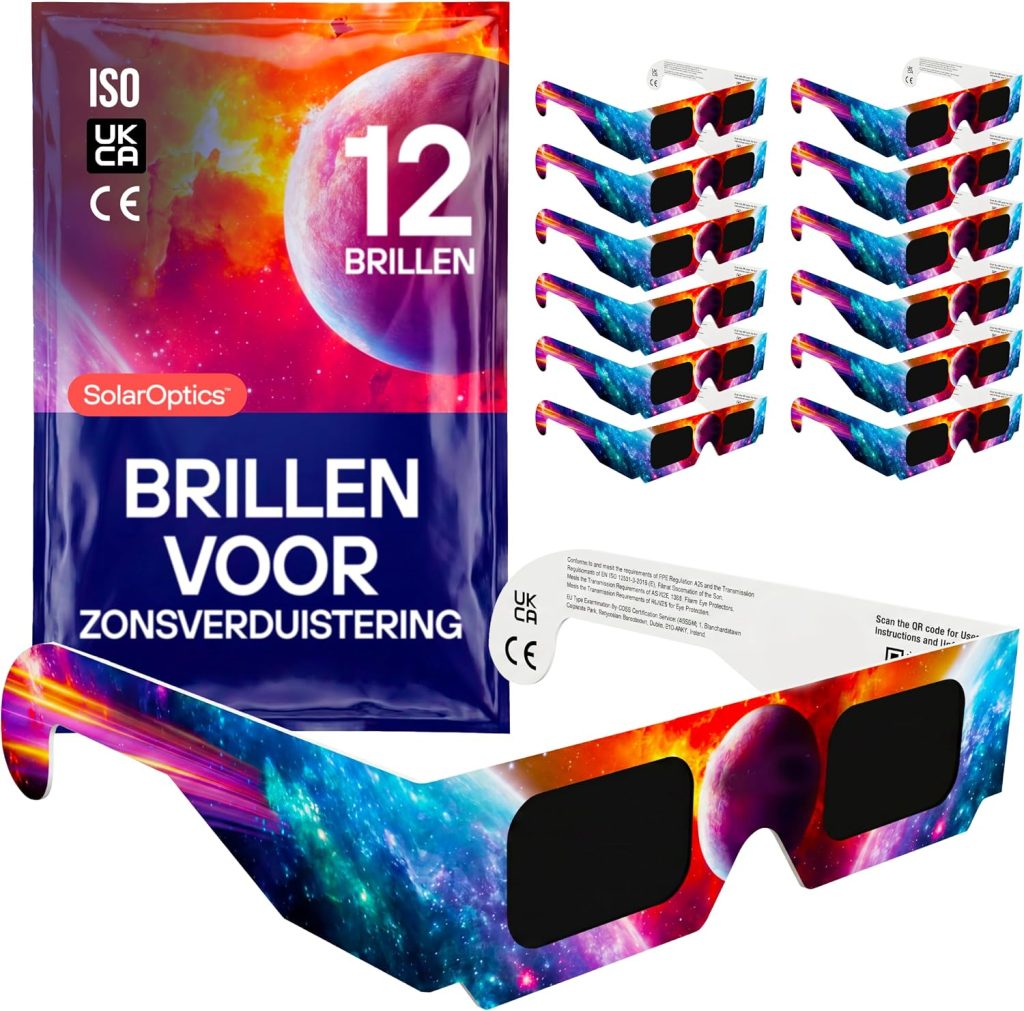 Zonsverduisteringsbrillen 6-pack – ISO 12312-2 en CE-gecertificeerd, veilige oogbescherming, observatie van de zon, AAS 2026, multipack
