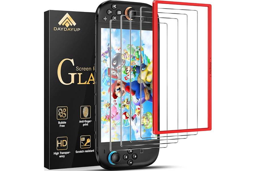 daydayup 4-Pack Screen Protector Tempered Glass for Nintendo Switch 2 [7.9 inch] 2025 with [Alignment Frame] -HD Clear Anti-Scratch Travel Transparent Clear Screen Protector