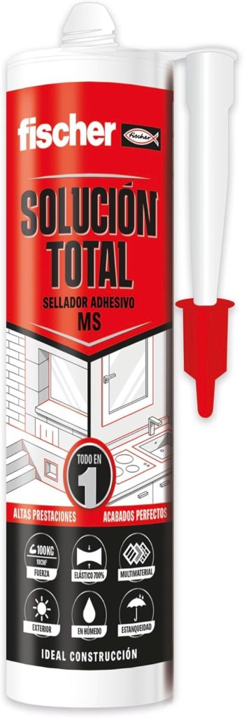 fischer - Solución Total Blanco 290ml | Alta Elasticidad y Adherencia | Pintable y Resistente a UV | Uso Interior y Exterior | Para Construcción, Automoción y Techos