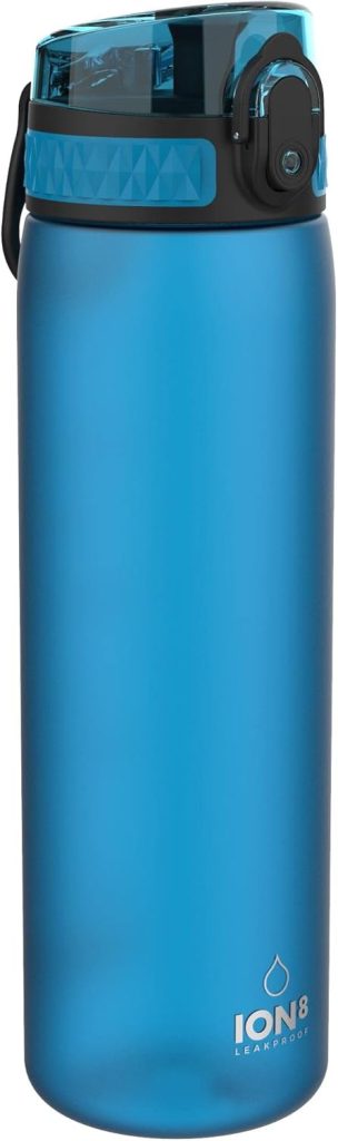 ion8 Botella Agua, 500ml, a Prueba de Fugas, Fácil de Abrir, Cerradura Segura, Apta para Lavavajillas, Sin BPA, Asa de Transporte, Fácil de Limpiar, Neutro en Carbono, Azul