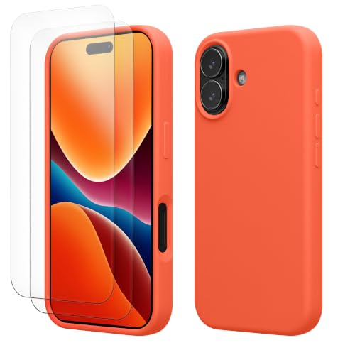 kwmobile Phone case with 2X Tempered Glass Screen Protector Compatible with Apple iPhone 17 case – Vivid Coral