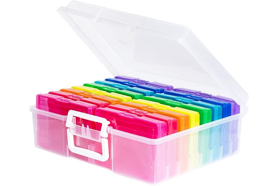 novelinks Photo Storage Boxes with Handle, Photo Organizers and Storage | 1Pack Color, Photo Albums 4x6 Pictures, Photo Cases, Classroom Organization, Index Card Box, Photo Card Holder, Seed Storage