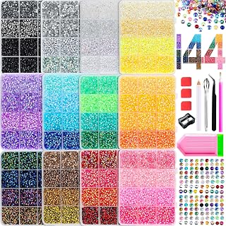108000Pcs Bedazzling Rhinestone Kit, 12 Colors 3mm Gems