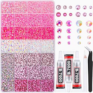 20000Pcs Pink Rhinestones for Bedazzling Kit with 3Pcs B7000 Jewelry Glue