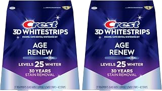 3D Whitestrips Age Renew – Teeth Whitening Kit, 21 Treatments, Each with 1 Upper/1Lower, 42 Strips – Crest 3DWhite Teeth Whitening Strips (Pack of 2)