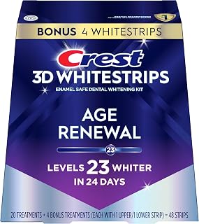 3D Whitestrips Age Renewal, 3D White, Teeth Whitening Strip Kit, 48 Strips (24 Count Pack), Crest Teeth Whitening Strips, Teeth Whitening Kit