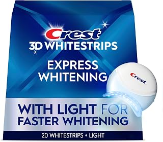 3D Whitestrips Express Whitening with Light, Whitestrips 3D White, Teeth Whitening Strip Kit, 20 Strips (10 Count Pack), Crest Teeth Whitening Strips, Teeth Whitening Kit
