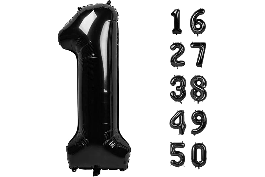 40 Inch Black Number 1 Balloons Foil Digital Helium Number Balloons | for 11 12 16 17 18 19 Birthday Anniversary Wedding Party Decorations,Jumbo Helium Balloon Giant Large Digital Balloon
