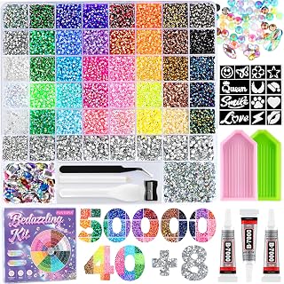 50000pcs Rhinestones for Bedazzling, 51 Grids Bedazzler Kit with Rhinestone
