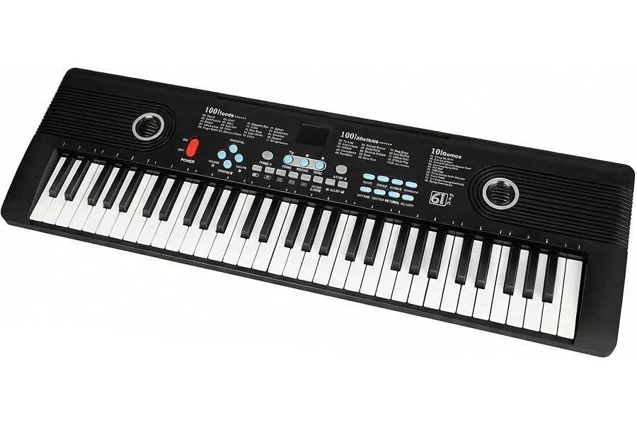 61 key keyboard Piano,Portable Electronic Digital Piano,Built In Dual Speakers,External Microphone,Power Plug,Rich Teaching Content,Multi-Functional Electronic Piano Suitable For Beginners iiw88