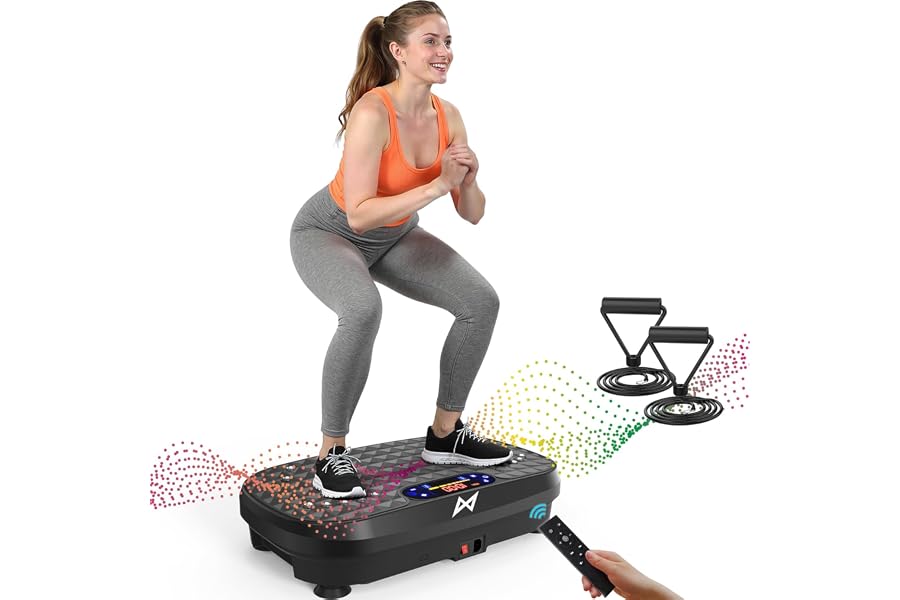 AXV Vibration Plate Exercise Machine Fitness Platform Body Vibrating Board | Curved Design 200W Powerful Oscillating 120 Leve