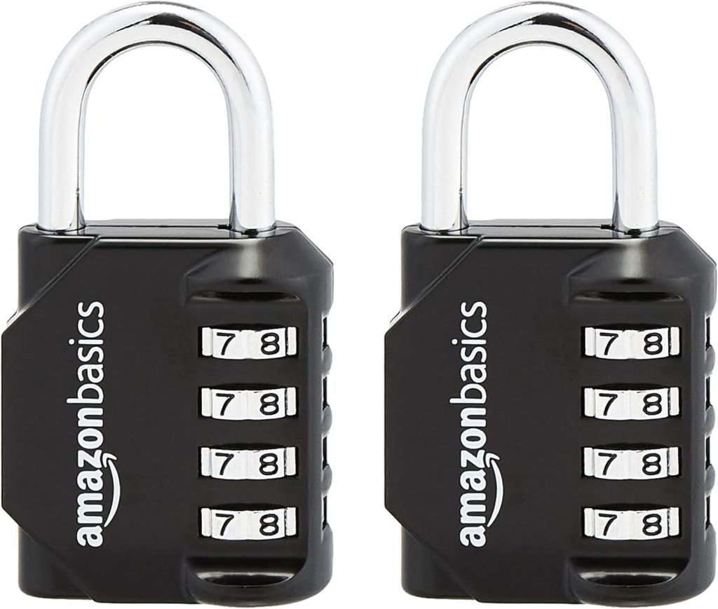 Amazon Basics AB-PL111 - Candado de Cerradura con combinación, negro ( Pacquete de 2 unidades)