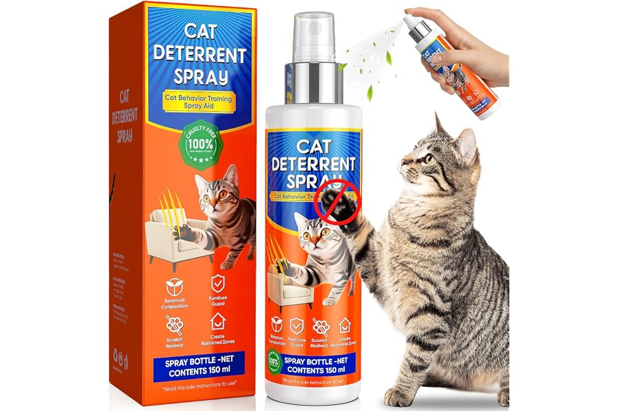 Anowbo Cat Deterrent Spray, Cat Deterrent for Furniture Protection, Pee Spraying, Excessive Chewing & Scratching Everywhere, Cat Repellent Indoor and Outdoor, Pet-Safe Formula, 5.07 Fl Oz