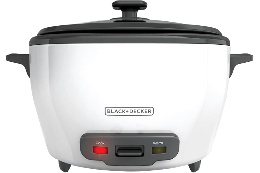 BLACK+DECKER 6-Cup Rice Cooker with Steaming Basket | Cooks up to 6 cups of rice with automatic keep warm, steaming basket and removable nonstick bowl.