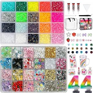 Bedazzling Kit, Jelly Rhinestones for Bedazzling, Bedazzler Kit with Rhinestones, 35200Pcs 44 Colors 3mm Flatback Gems with 3 B7000 Glue for Nail Art, Book Bedazzling Kit, Crafts DIY