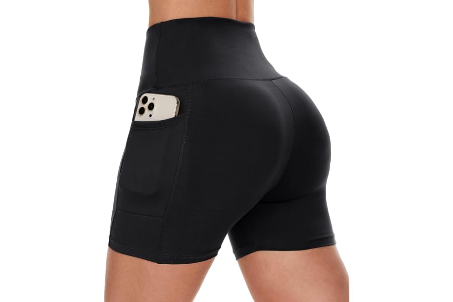 Biker Shorts Women with Pockets - 3"/5"/8" Workout Gym Spandex Yoga Shorts | High Waisted Tummy Control Shorts, Fitness Clothing, Womens Clothes for Running Athletic Exercise Sports