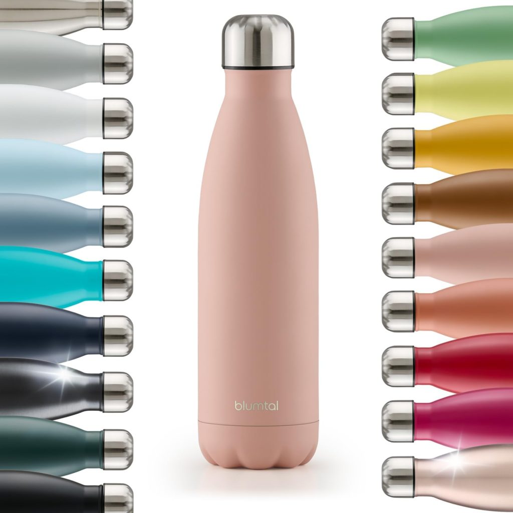 Blumtal - Botella isotérmica de 750 ml, botella de acero inoxidable, 750 ml, botella de metal, impermeable, reutilizable, sin BPA, para bebidas frías y calientes, mellow rosa