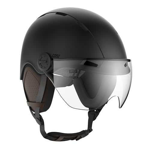 CASR Style Casque Vélo & Trottinette, Urbain, Adulte Homme, Femme - Noir, L | Visière Transparente & Cache-Oreille Amovibles - Confort Optimal, Matériaux Résistants, Facile à Laver, Taille Ajustable