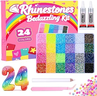 CCINPPY Bedazzling Kit, 30000Pcs 3mm Bedazzler Kit Flatback Resin Rhinestones, 24 Colors Bling Bedazzled Gems with Jewelry Glue and Tools for Book Nail Art, DIY Craft Gifts for Women Adults