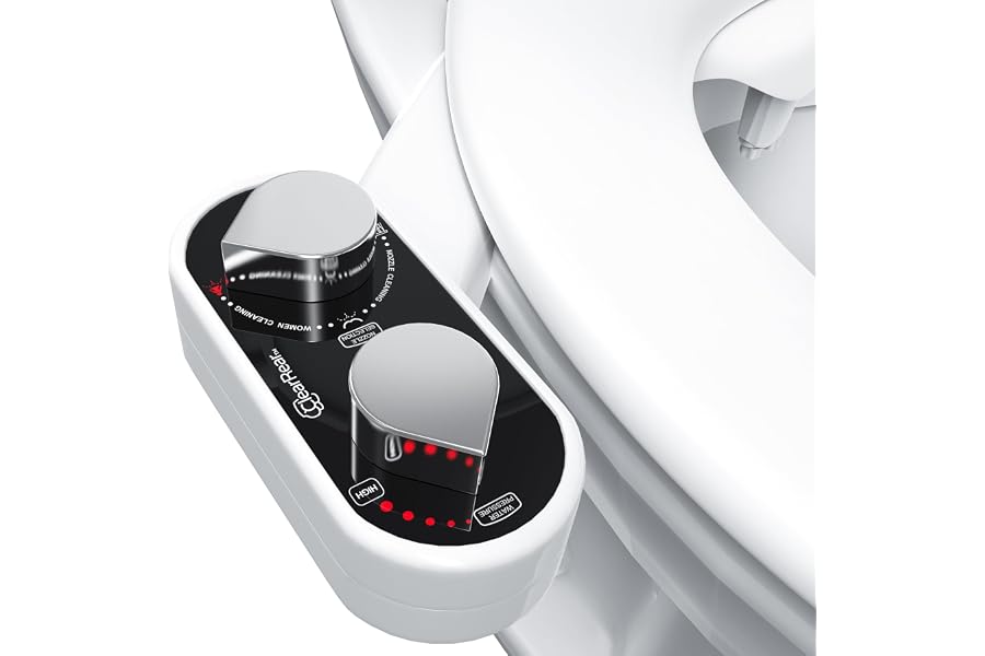 CLEAR REAR Bidet Attachment for Toilet Seat - Non-Electric with Self Cleaning Dual Nozzles, Leak Proof Connectors, Adjustable Water Spray, Rear & Feminine Wash - Hygienic Bathroom Upgrades