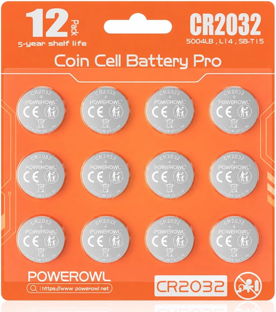 CR2032, POWEROWL 12 X Pilas Litio CR2032 3V Botón para Relojes y Accesorios Electrónicos-Naranja