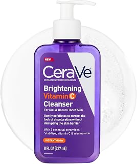 CeraVe Brightening Vitamin C Facial Cleanser, Niacinamide Face Wash, 8oz